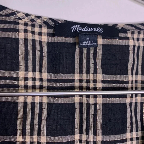 Madewell Courtyard Ruffle-Hem Top in Metallic Plaid Size Medium - Picture 5 of 8